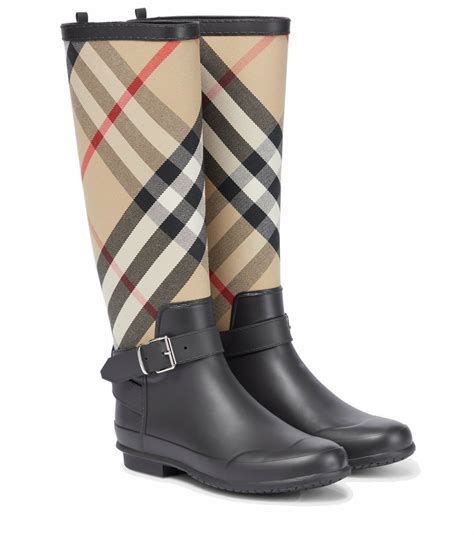 burberry check short rain boot|net a porter burberry boots.